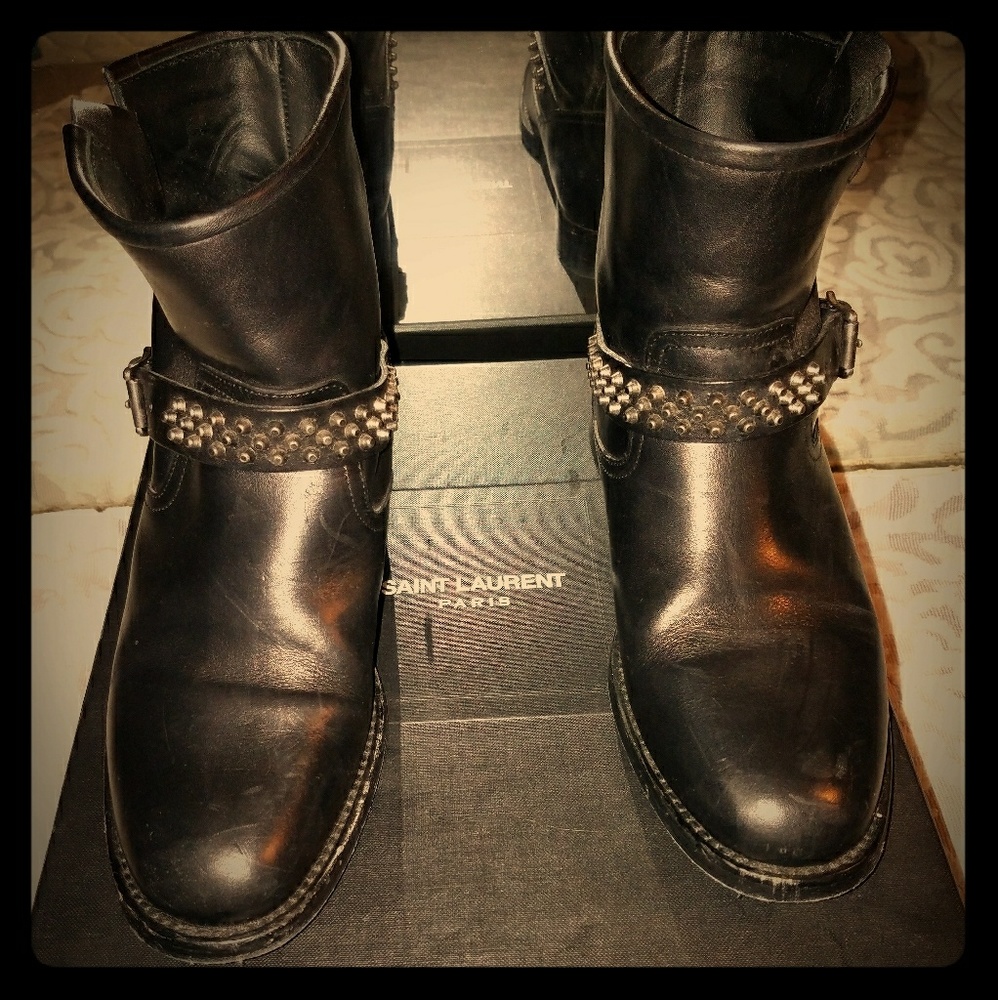 Saint Laurent Paris Boowling Boot Motorcycle
