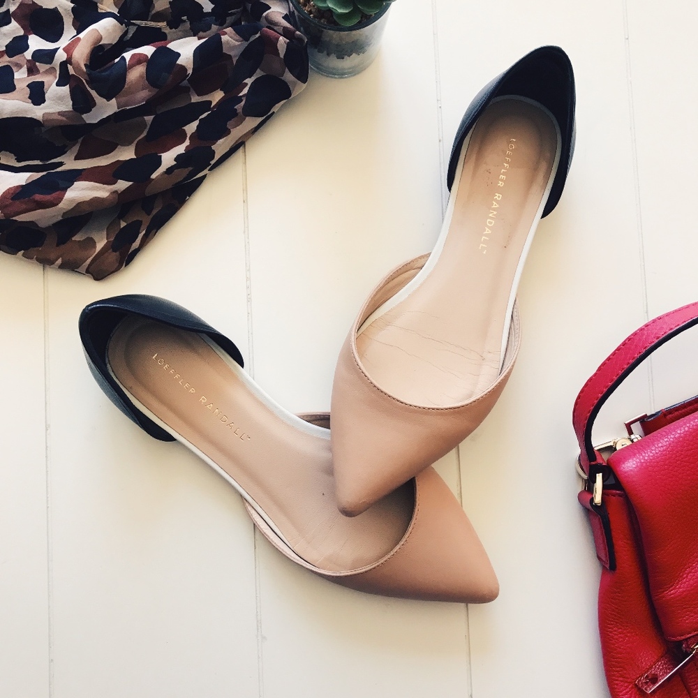 Loeffler Randall - Nude and Black Pointed Flats