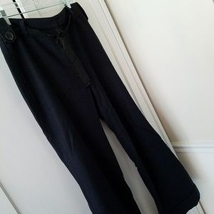 LOFT Navy tweed pants with black ribbon