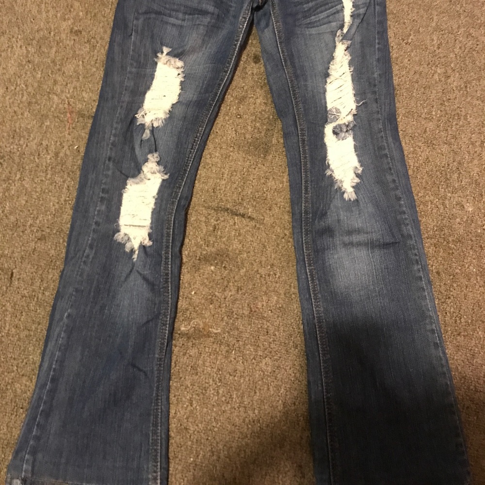 Ripped straight leg jeans