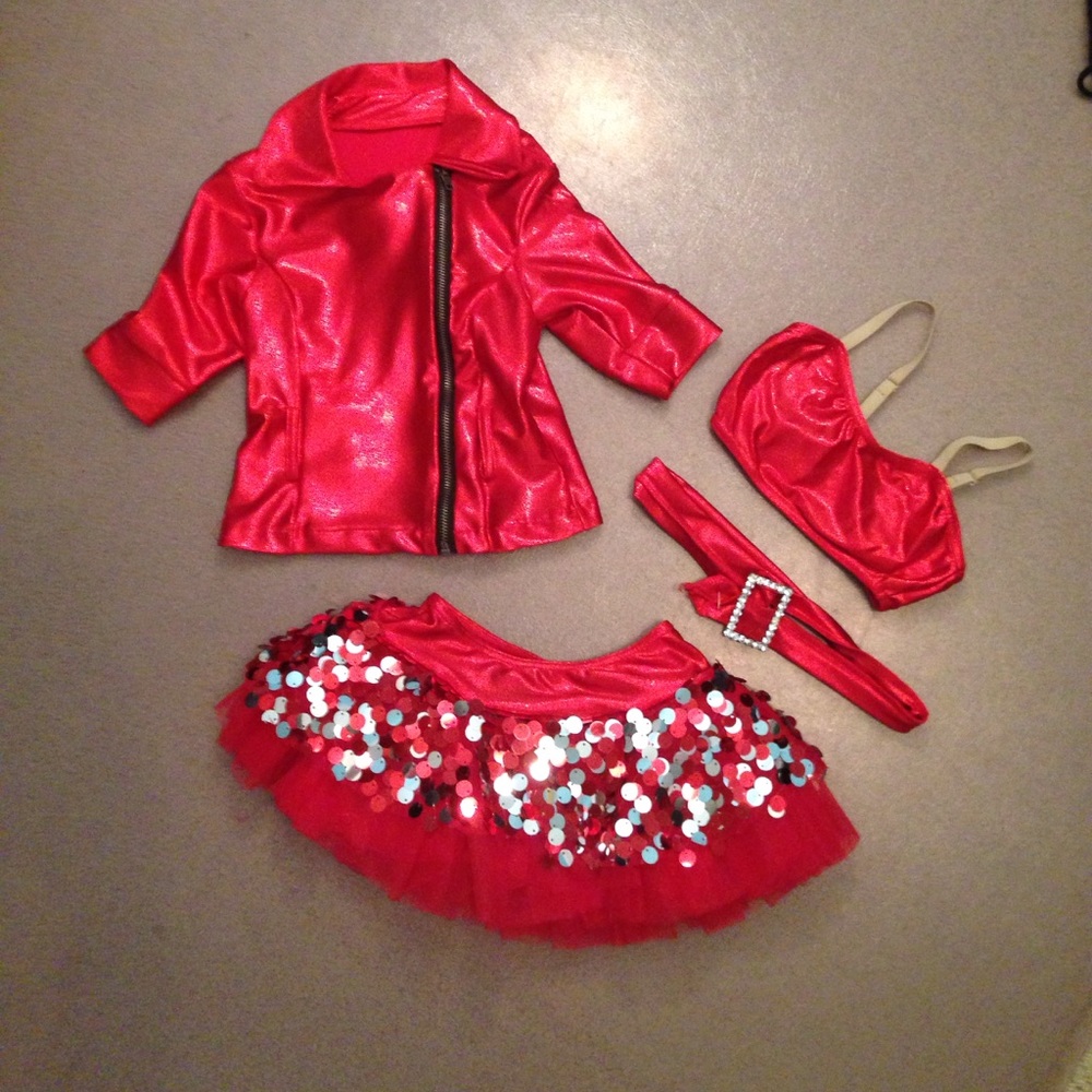4 piece red dance costume