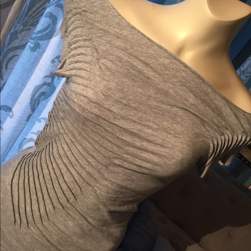 Sexy gray ribbed off the shoulder top