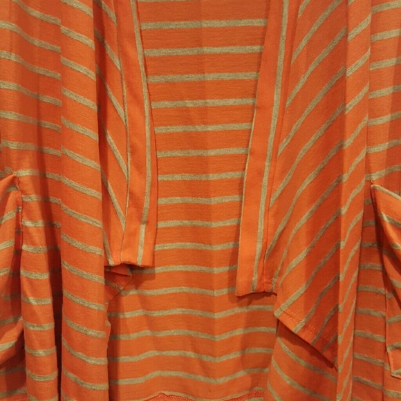 Peach cardigan with gray stripes! - Picture 2 of 5
