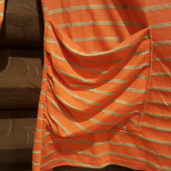 Peach cardigan with gray stripes! - Picture 3 of 5