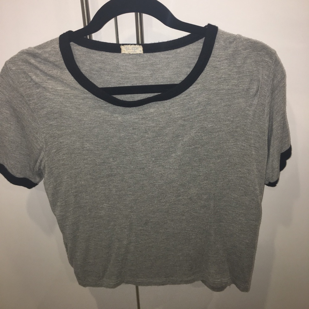 John galt/brandy Melville grey tee w black outline