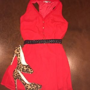 Red Shift Dress with optional Belt loops
