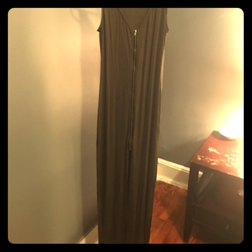 Olive Green zip up dress