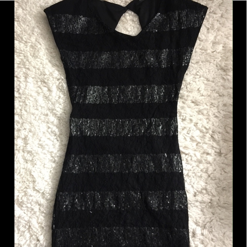 Open back shimmery cocktail dress