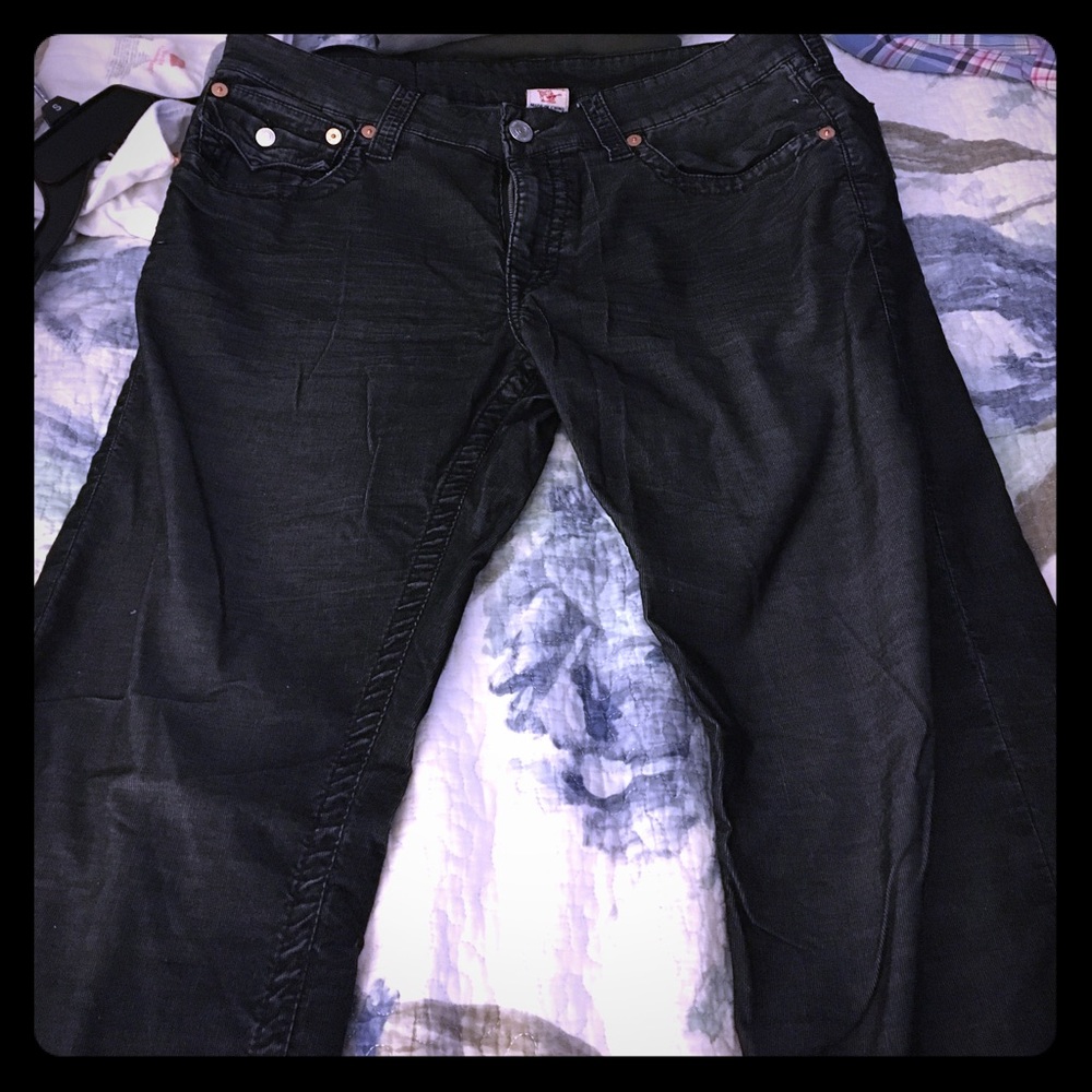 True Religion black Ricky corduroy pants