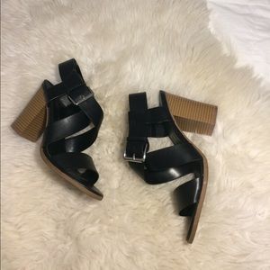 Christian Soriano black buckle heels