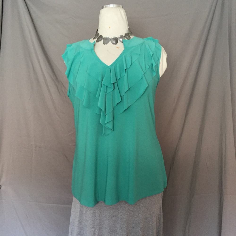 Trendy Turquoise Ruffled Blouse