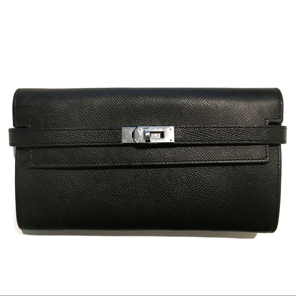 Hermes Black Silver Epsom Leather Wallet
