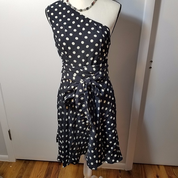 ASOS One Shoulder Spotted Mini Dress With Sash Bow - Picture 2 of 8