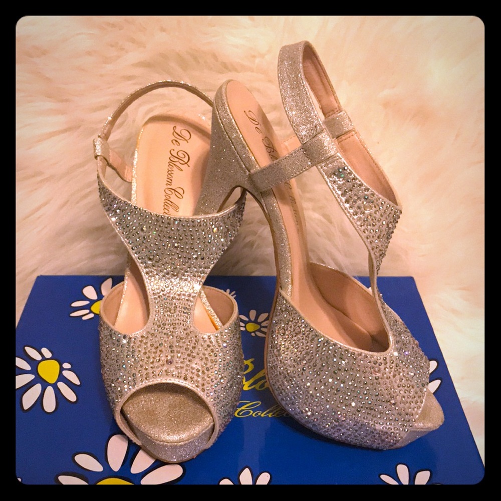 Silver Rhinestone Sparkle Heels