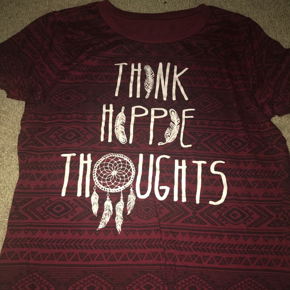 FREEZE RUE 21 maroon "think hippie thoughts" top
