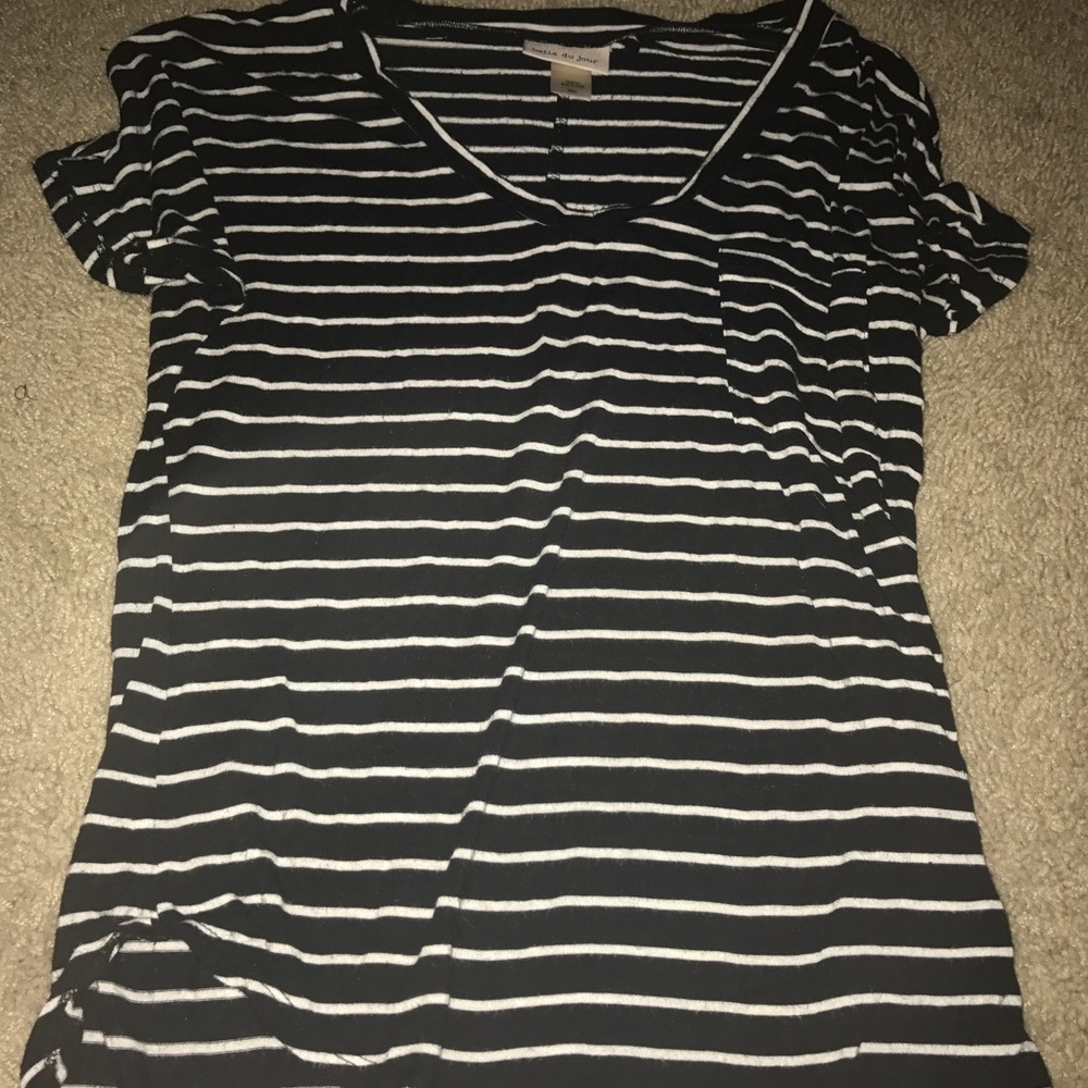 BELLE DU JOUR black and white striped flowy top