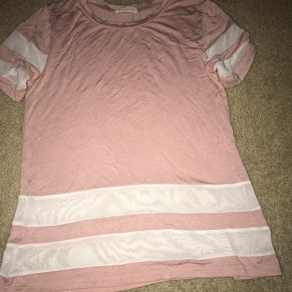 OCCASION women's dusty rose and mesh top