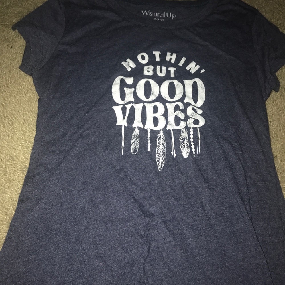 WOUND UP women's navy "nothing but good vibes" top