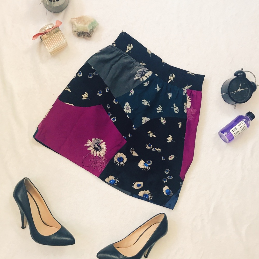 Rebecca Taylor Floral Silk Skirt | XS Petite
