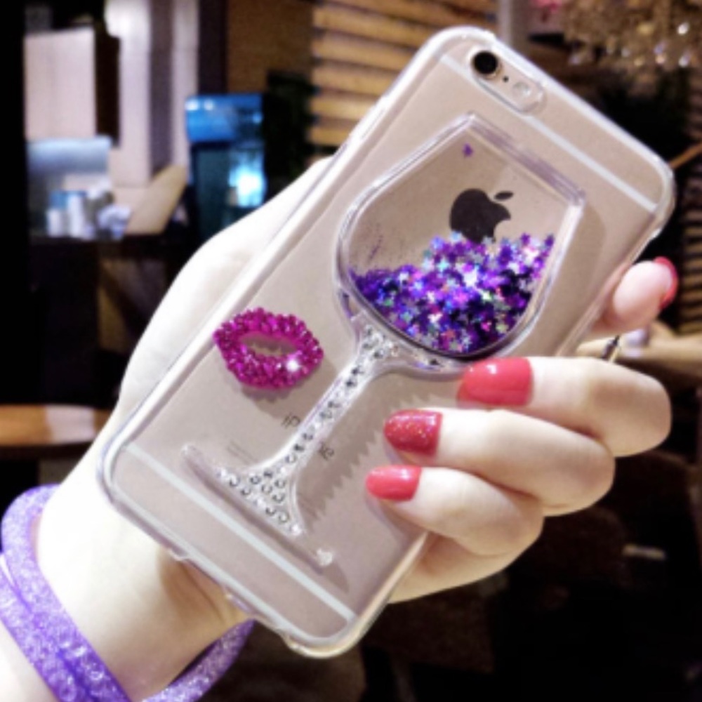 Bling Girl Woman Lady Wine...Glitter Phone Case - Picture 4 of 4
