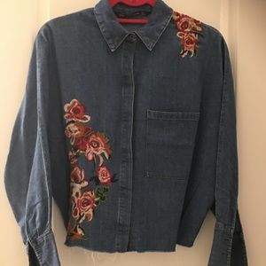 Denim shirt with embroidery