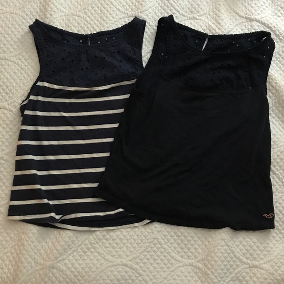 Hollister Tops - Hollister size M navy & white tops, 2 for 1 deal!