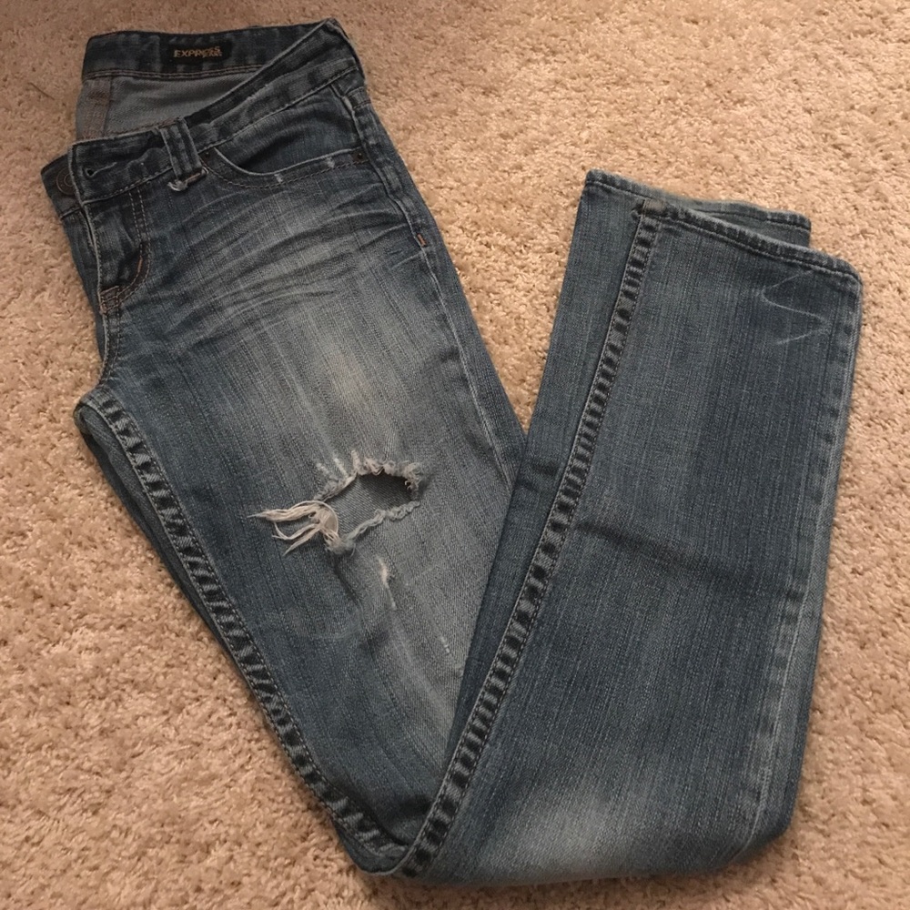 Express distressed skinny jeans