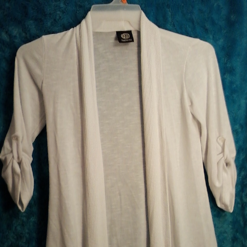 Bobeau Open Front White Cardigan Sweater Size XS