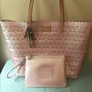 Stunning shell pink Coach Tote & Wristlet Set