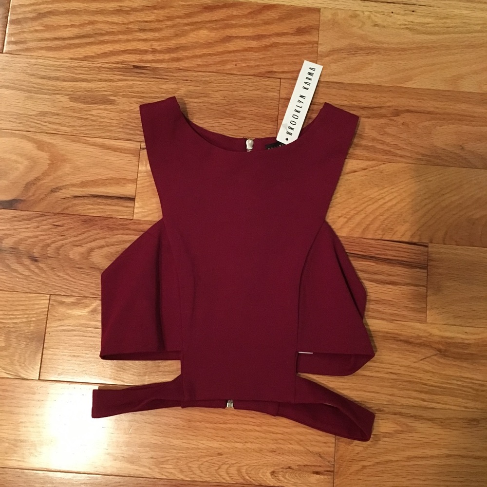 NWT Brooklyn Karma Burgundy Crop Top
