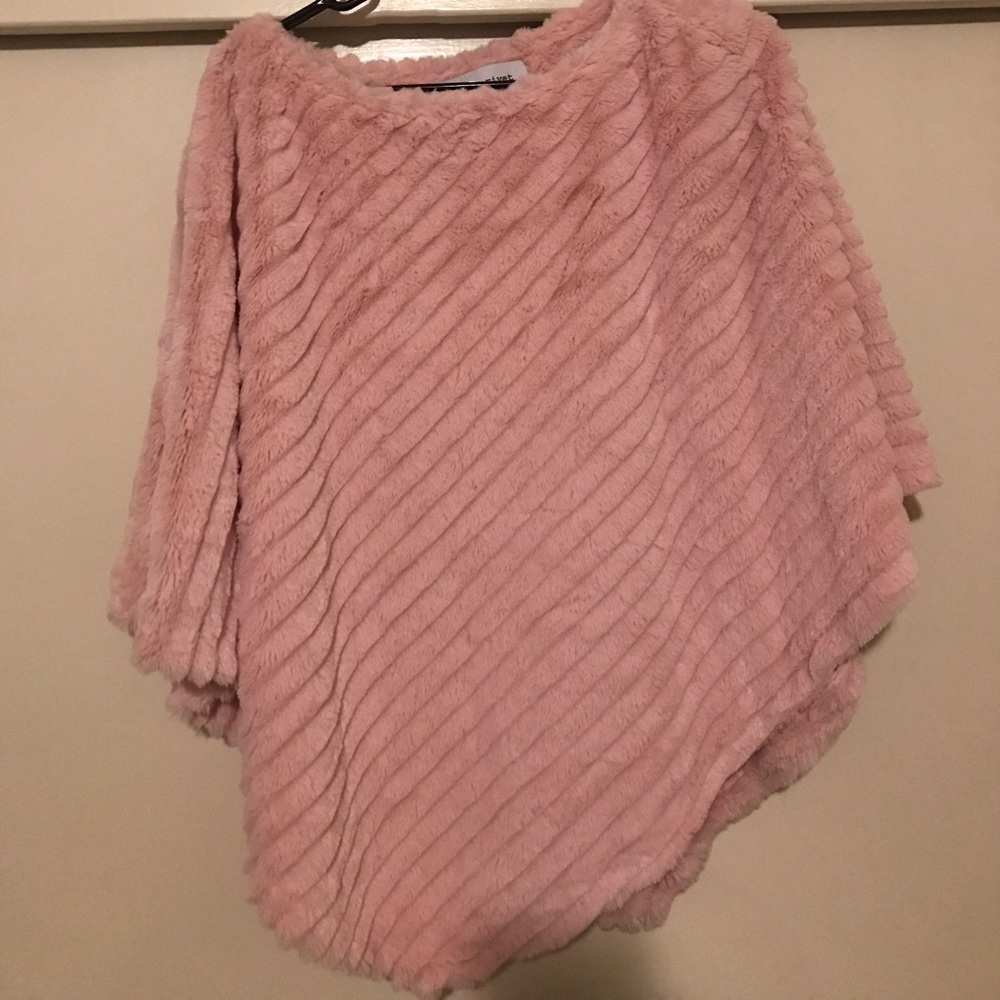 Dusty Rose Colored Faux Fur Poncho