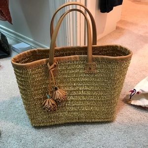 Tory Burch Gold Straw Bag