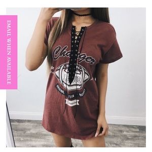 OOTD fash lace up football t-shirt dress S