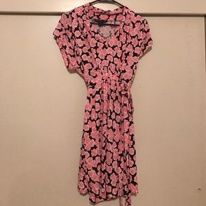 French Connection Pink and Black Floral Dress