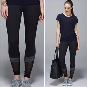 Lulu Lemon Black/Gray Mesh Bottom Leggings