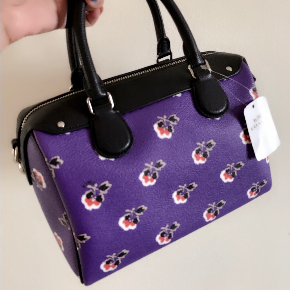 Brand New Coach Mini Bennet Purple Rose Satchel