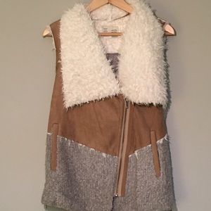 Anthropologie Sherpa Moto Vest by Saturday Sunday