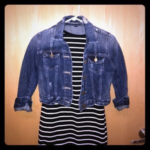 Distressed American Eagle - cropped jean jacket.