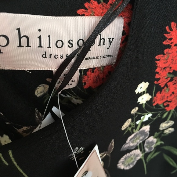 SOLDPhilosophy Black Floral Ruffle Hem Shift Dress - Picture 7 of 7