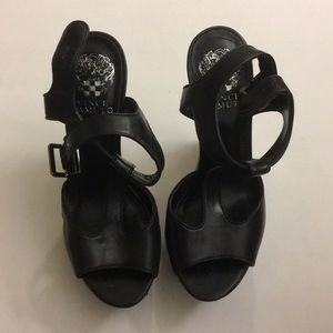 Vince Camuto black and silver platform heels