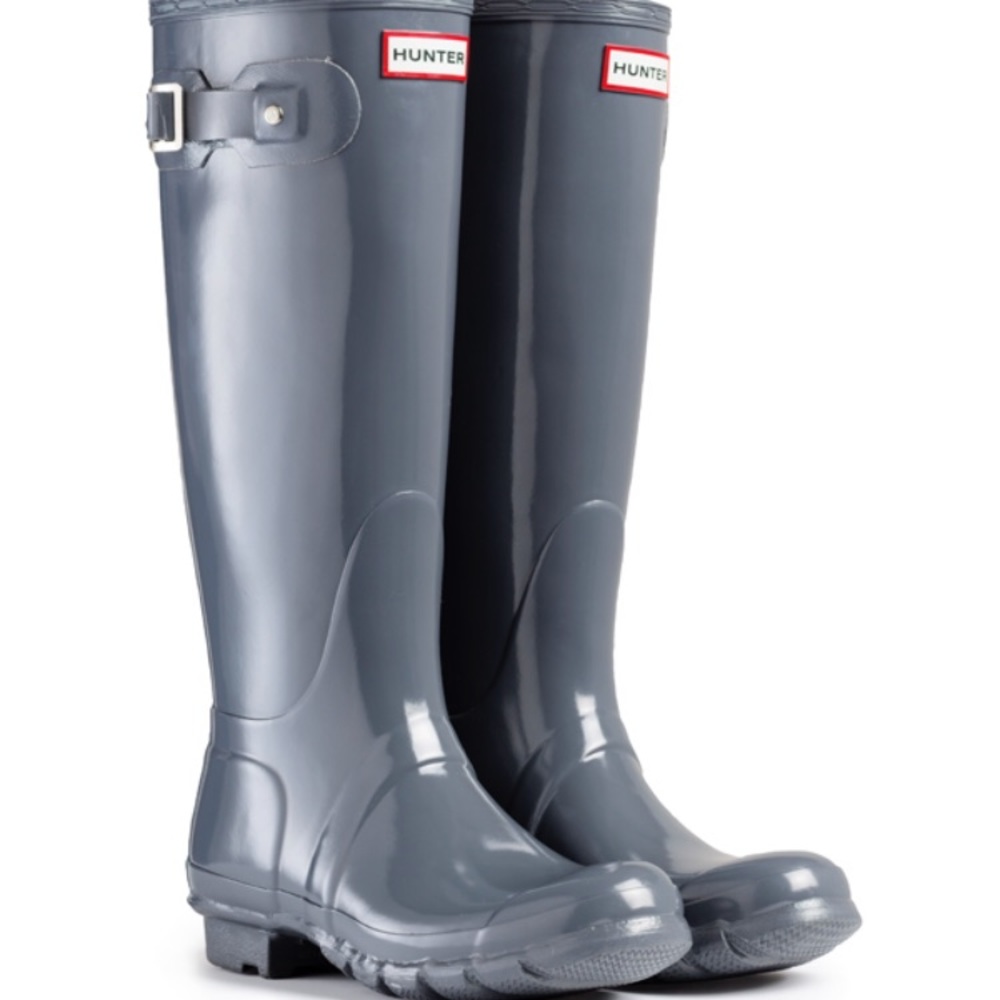 Hunter rainboots glossy grey