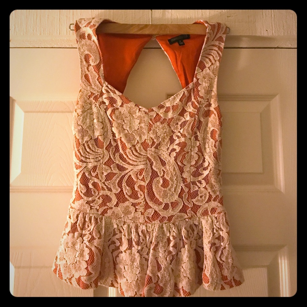 Peplum keyhole back blouse