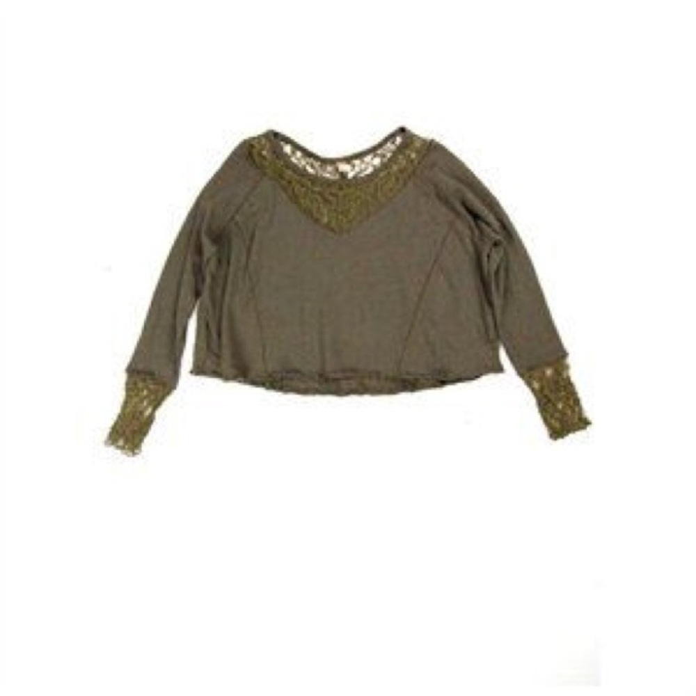 free people terry lace cutaway pullover