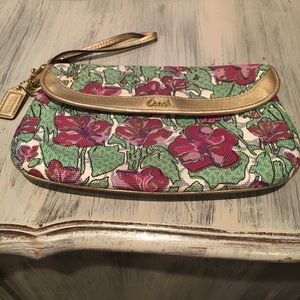 Coach floral clutch/wristlet