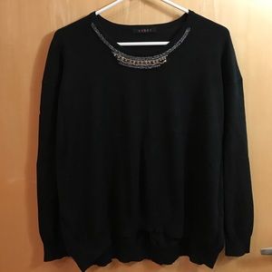 Cyrus Loose Fitting Sweater w/ jeweled neck