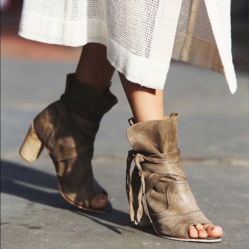 Free People peep toe heeled booties