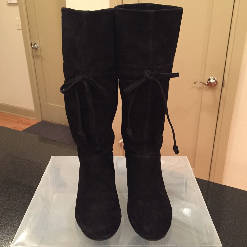 Nine West Suede Leather slouchy boots w/ tie sz8!