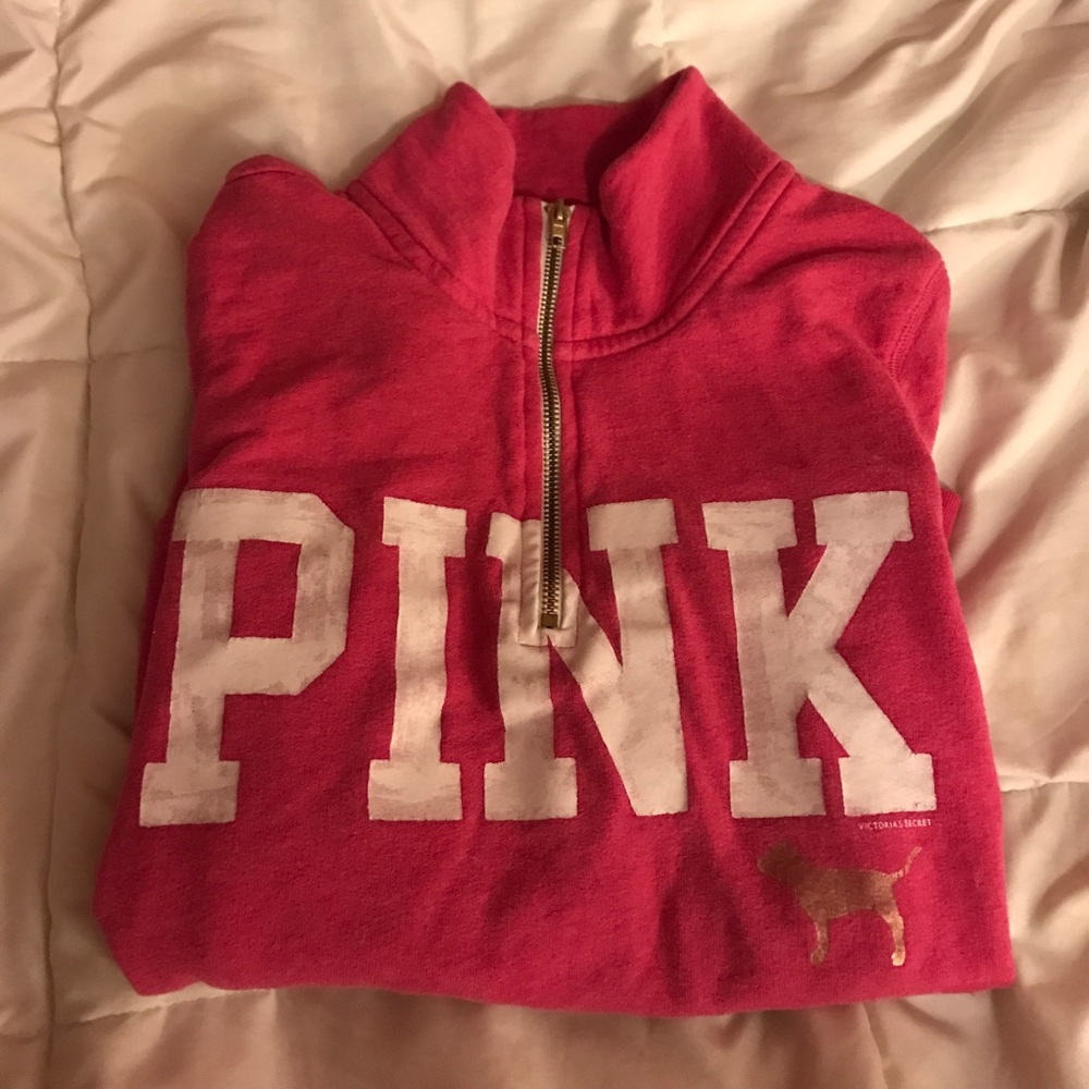 PINK pullover half zip hoodie