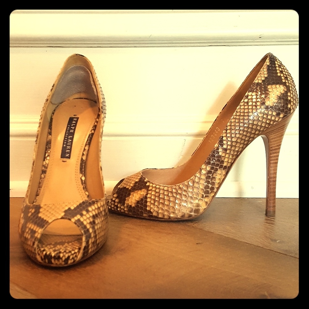 Ralph Lauren Collection Jacey Python Peep-toe - Picture 1 of 3