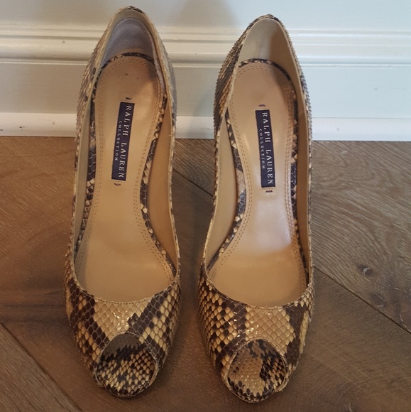 Ralph Lauren Collection Jacey Python Peep-toe - Picture 2 of 3